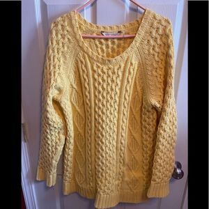 Soft surroundings bright yellow cable knit sweater sz L